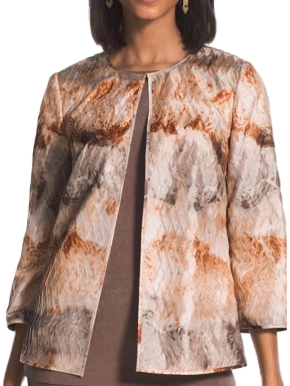 72. WOMENS CHICO’S TRAVELERS 2/L DETAIL JACKET